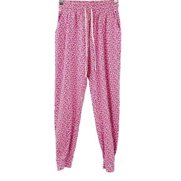 Lila and Hayes white & pink hearts Jogger style Pajama Pants women's SMALL - Picture 2 of 7